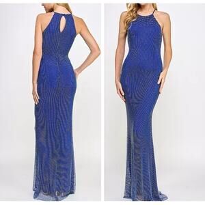 B. Darlin Halter Gown 7/8 Womens Formal Prom Embellished Beaded Evening Wedding